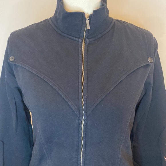 Womens Harley Davidson black full zip sweatshirt pink satin trim jeweled biker - Picture 2 of 10